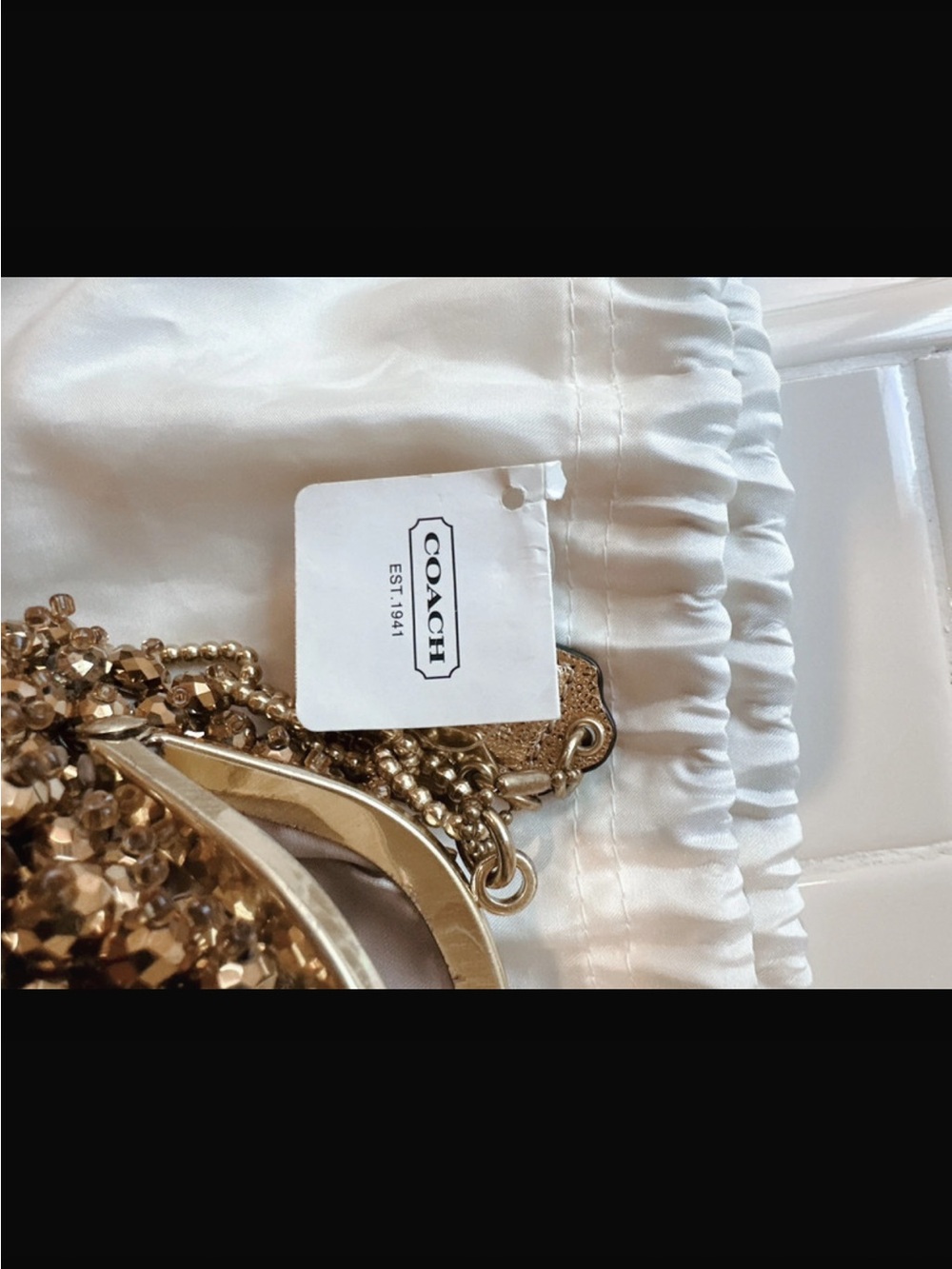 Authentic Coach vintage Gold Beaded Evening Wristlet with Chain Strap - Picture 16 of 16